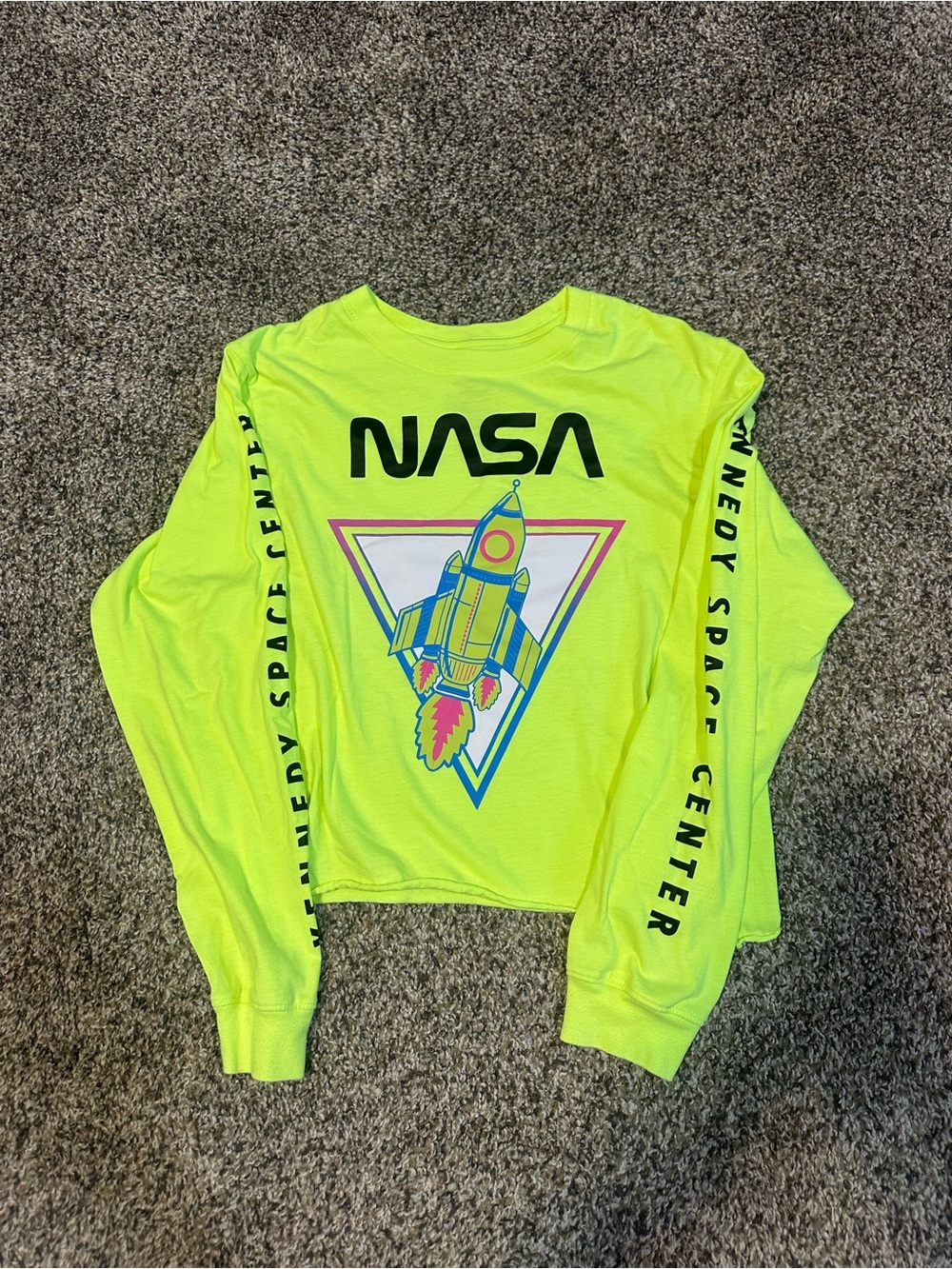 Chemistry Neon Yellow NASA Rocket Long Sleeve Tee